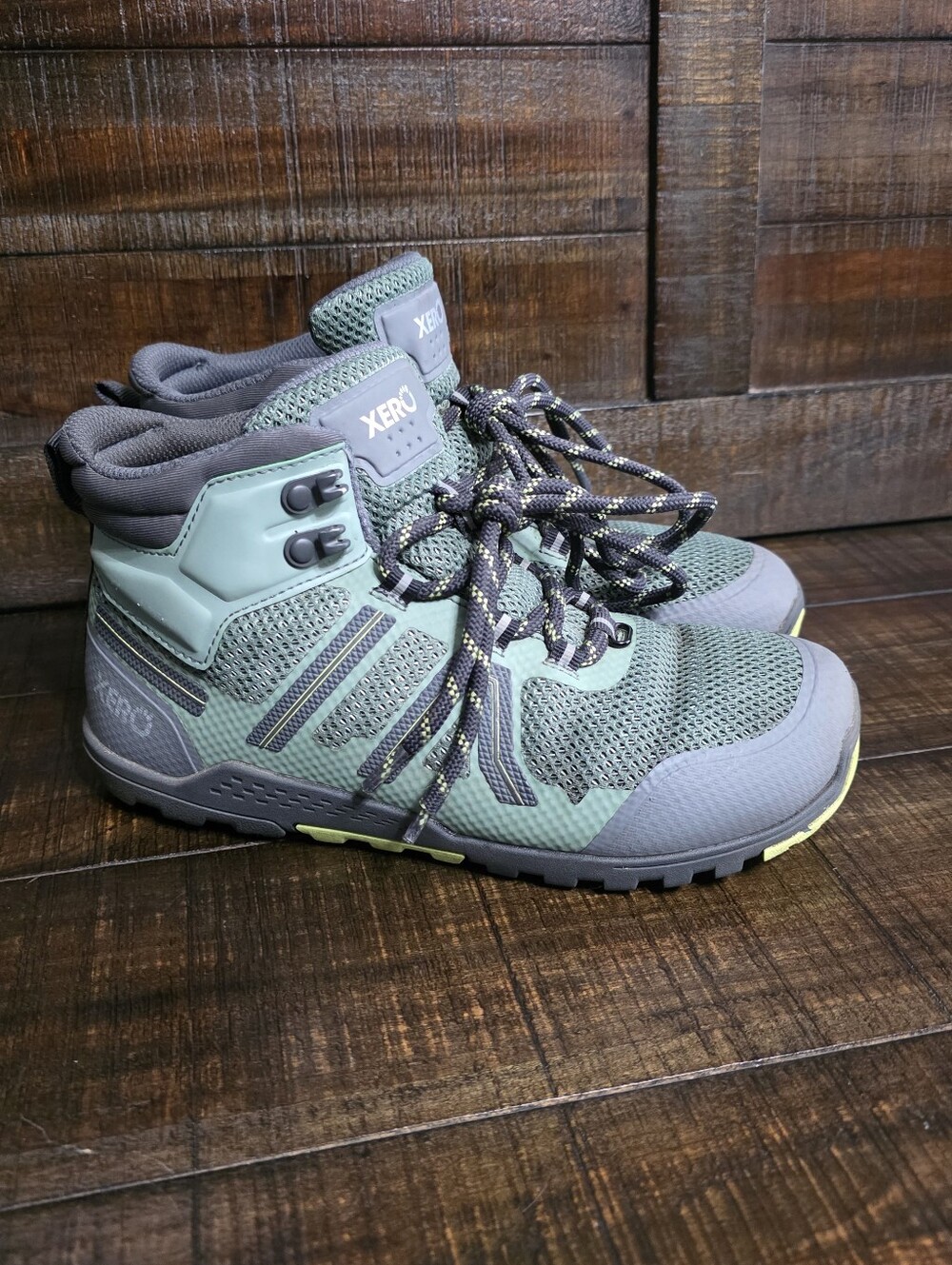 Xero Shoes Xcursion Fusion Over The Ankle Hiking‎ Boots Green/Grey Womens 7